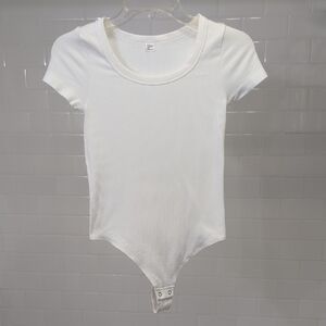 White Ribbed Bodysuit